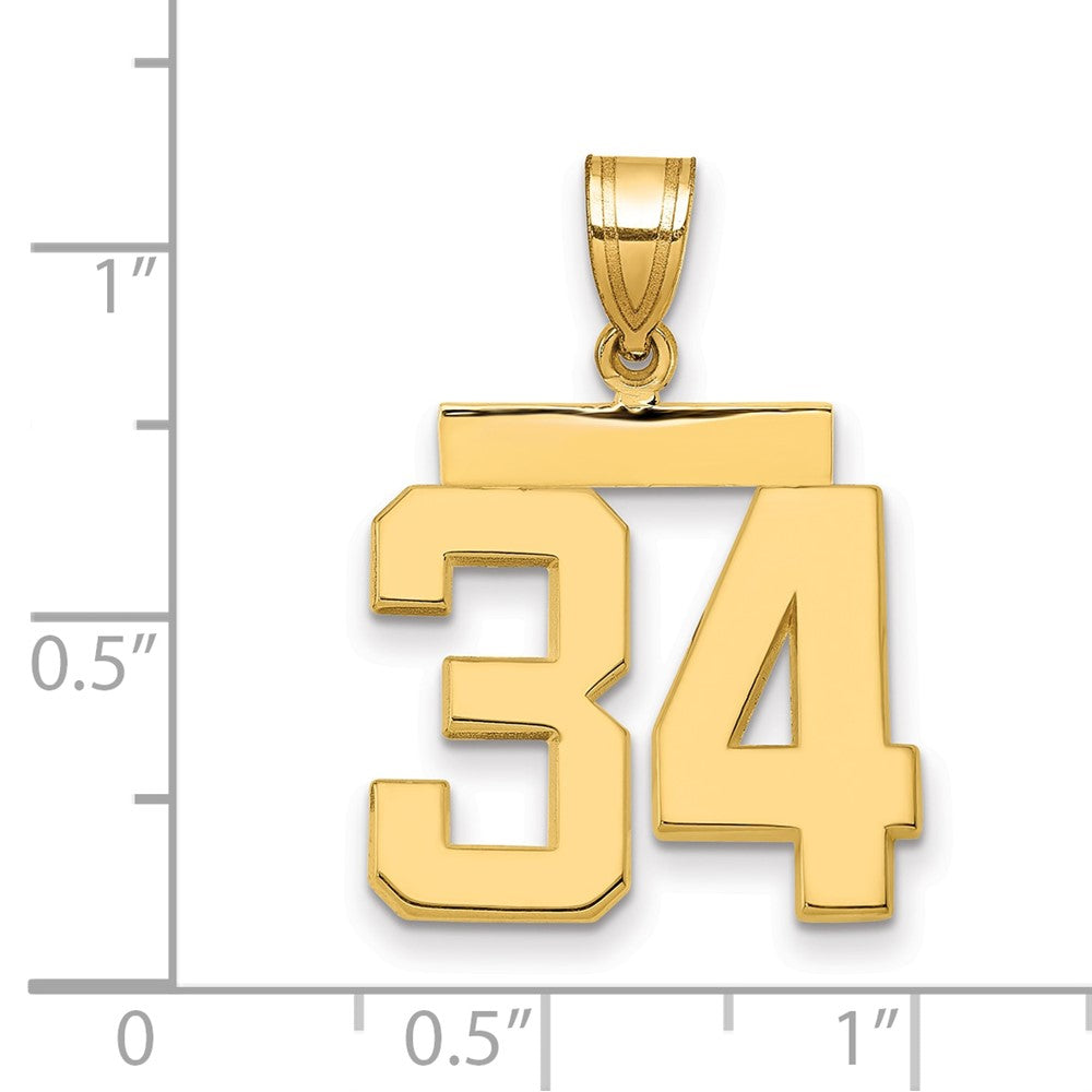 14k Yellow Gold Medium Polished Number 34 Charm