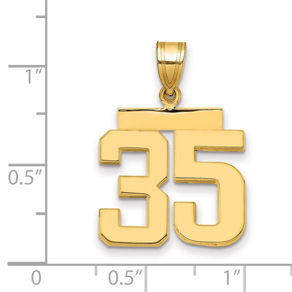 14k Yellow Gold Medium Polished Number 35 Charm