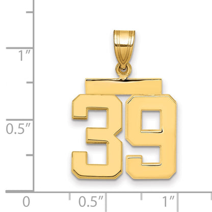 14k Yellow Gold Medium Polished Number 39 Charm