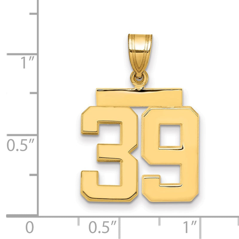14k Yellow Gold Medium Polished Number 39 Charm