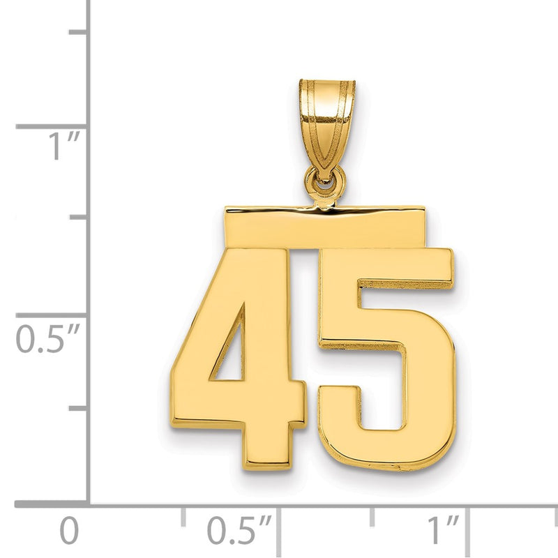 14k Yellow Gold Medium Polished Number 45 Charm