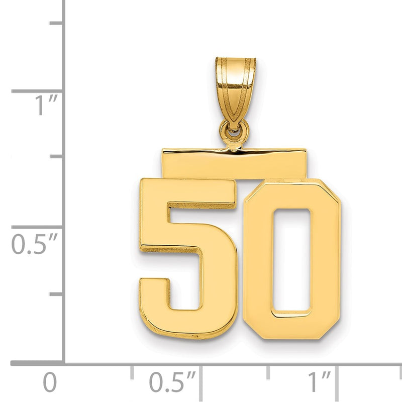 14k Yellow Gold Medium Polished Number 50 Charm
