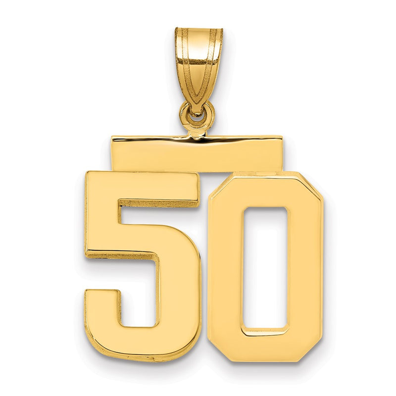 14k Yellow Gold Medium Polished Number 50 Charm