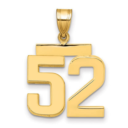 10K Yellow Gold Medium Polished Number 52 Charm
