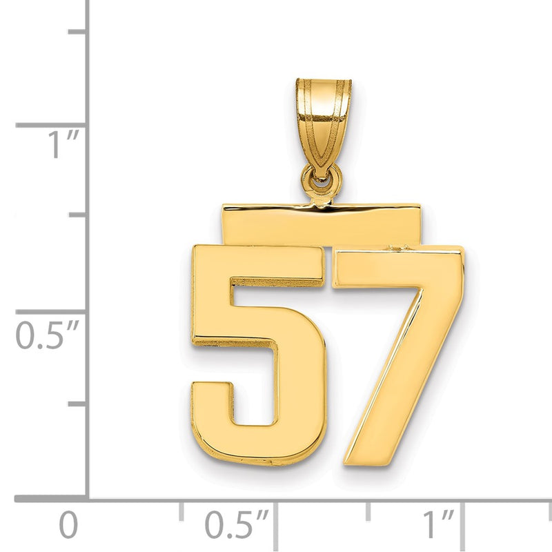 14k Yellow Gold Medium Polished Number 57 Charm