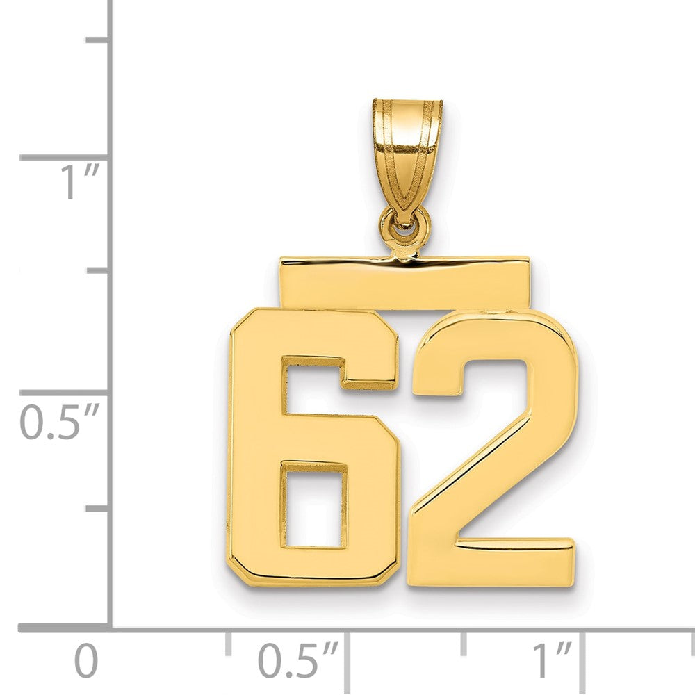 14k Yellow Gold Medium Polished Number 62 Charm