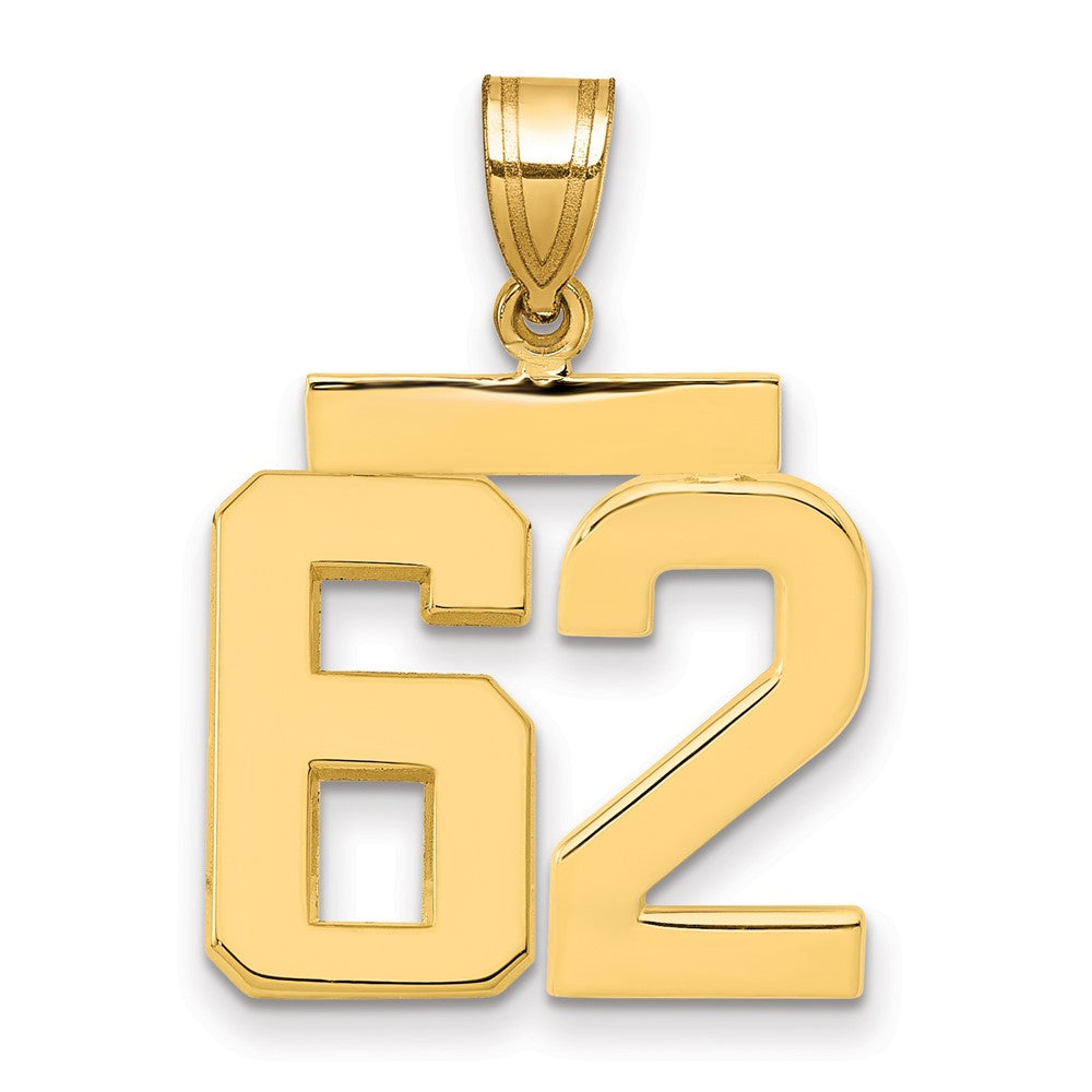 14k Yellow Gold Medium Polished Number 62 Charm