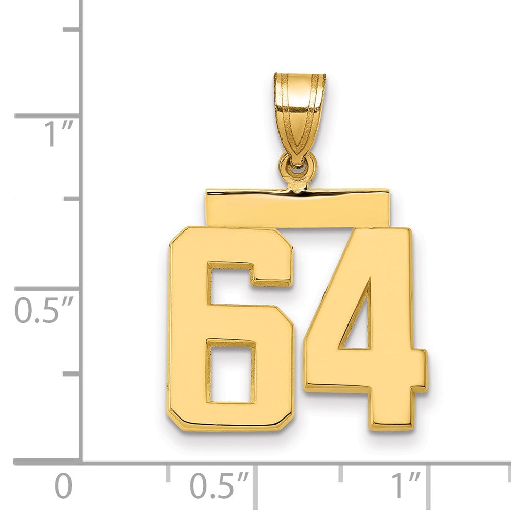 14k Yellow Gold Medium Polished Number 64 Charm
