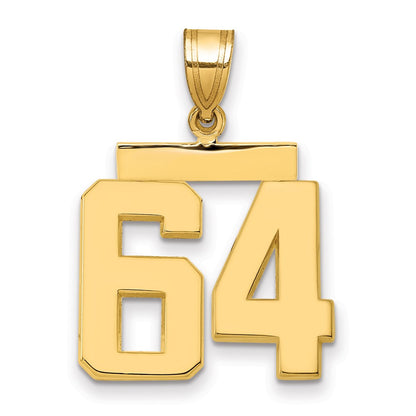 14k Yellow Gold Medium Polished Number 64 Charm