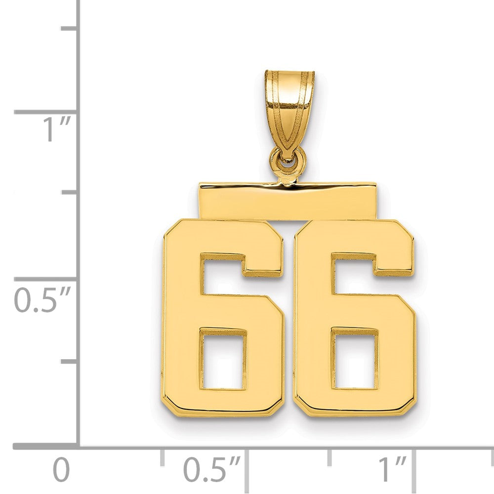 14k Yellow Gold Medium Polished Number 66 Charm