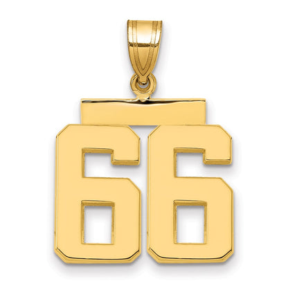10K Yellow Gold Medium Polished Number 66 Charm