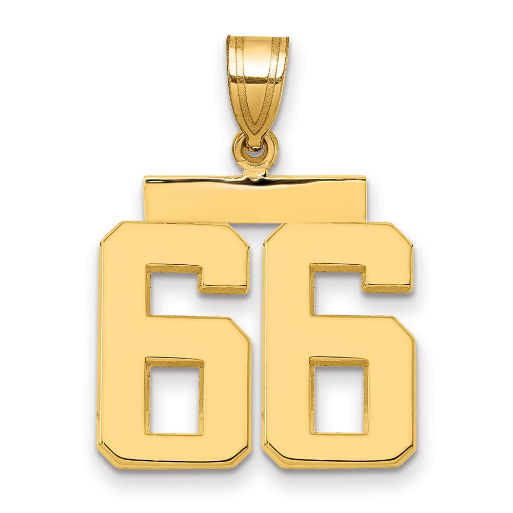 14k Yellow Gold Medium Polished Number 66 Charm