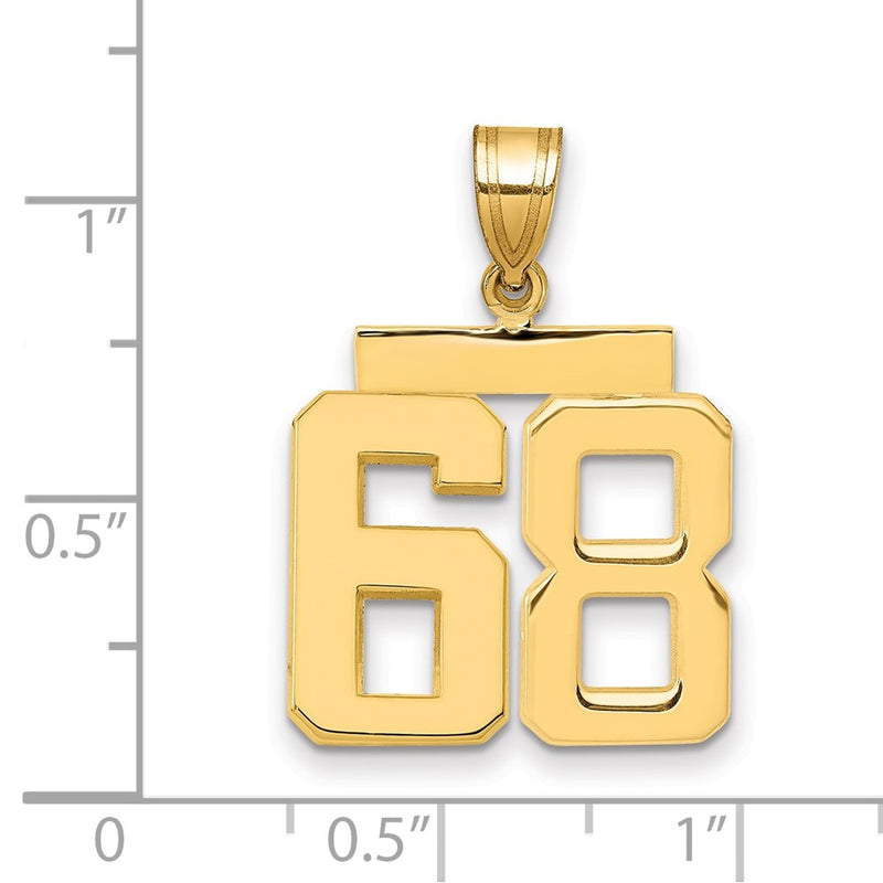 14k Yellow Gold Medium Polished Number 68 Charm