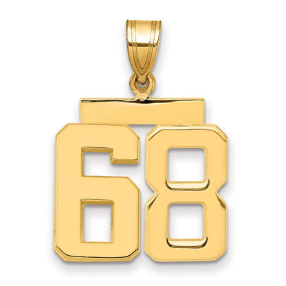 14k Yellow Gold Medium Polished Number 68 Charm