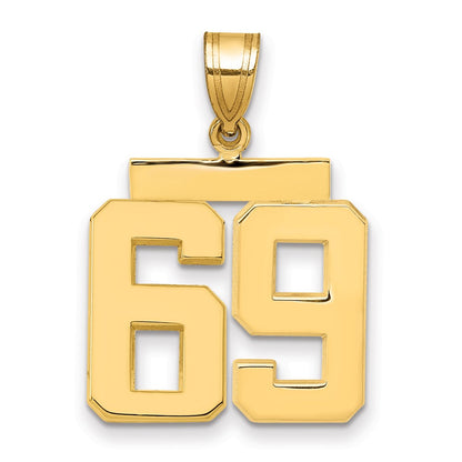 14k Yellow Gold Medium Polished Number 69 Charm