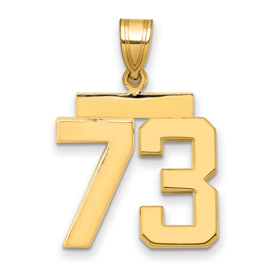 10K Yellow Gold Medium Polished Number 73 Charm