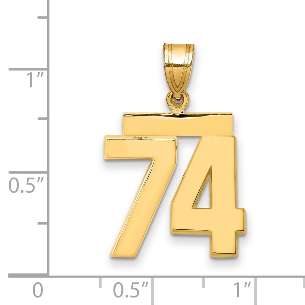 14k Yellow Gold Medium Polished Number 74 Charm