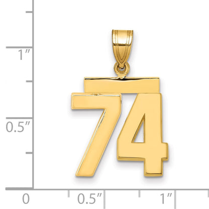 14k Yellow Gold Medium Polished Number 74 Charm