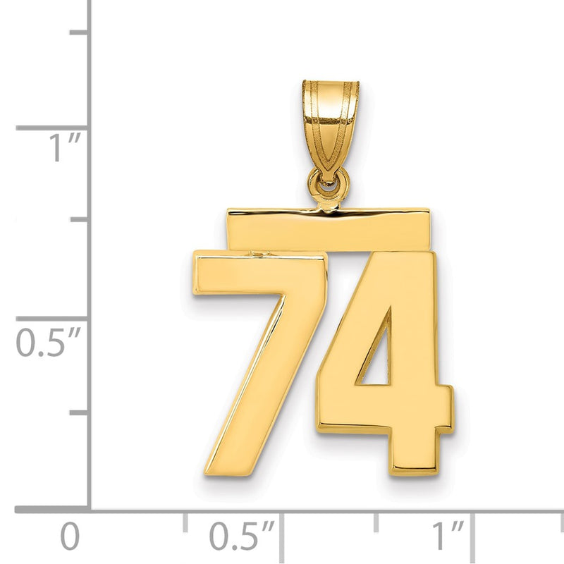 14k Yellow Gold Medium Polished Number 74 Charm