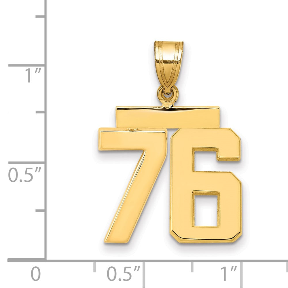 14k Yellow Gold Medium Polished Number 76 Charm