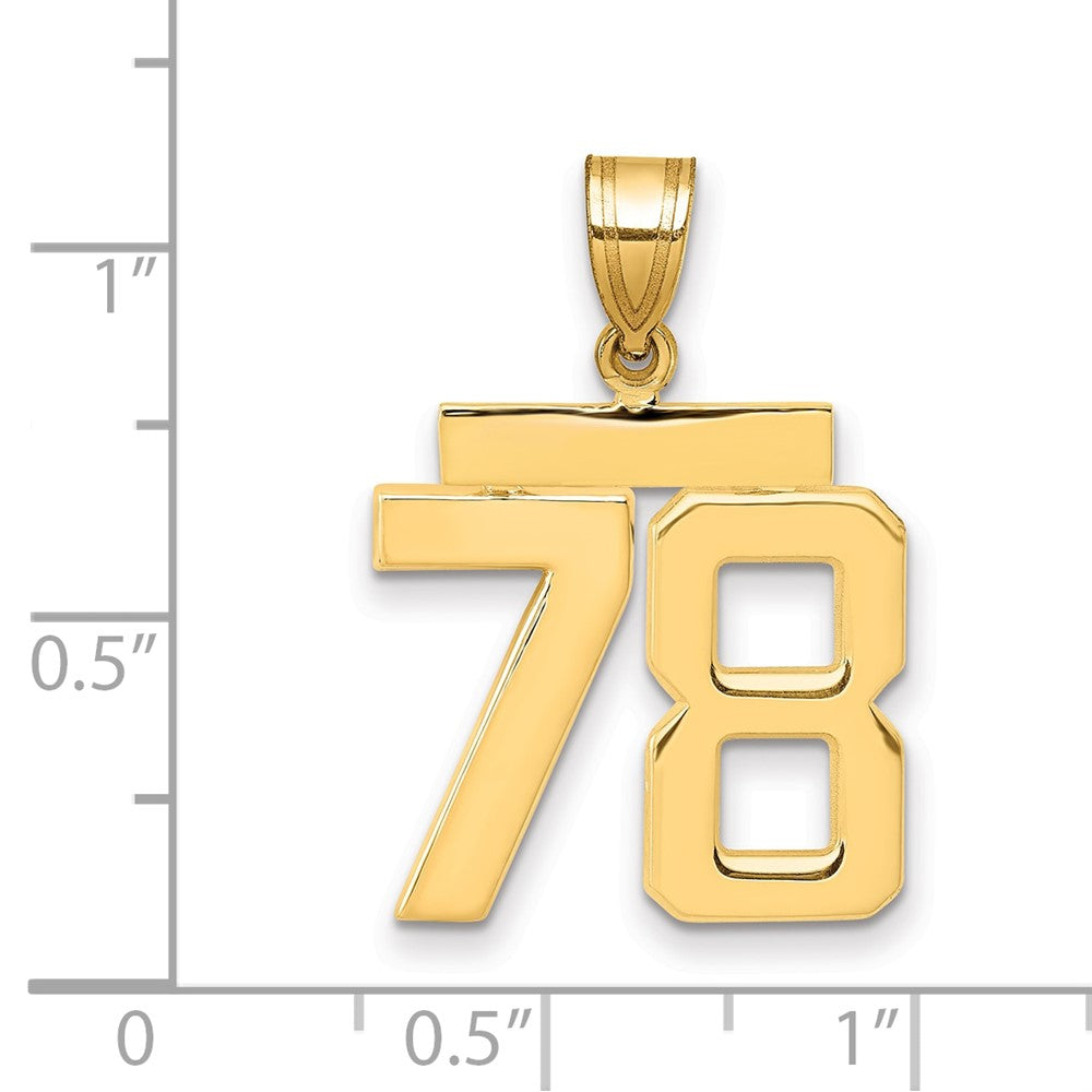14k Yellow Gold Medium Polished Number 78 Charm