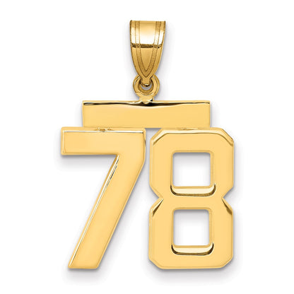 14k Yellow Gold Medium Polished Number 78 Charm