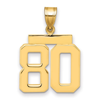 14k Yellow Gold Medium Polished Number 80 Charm