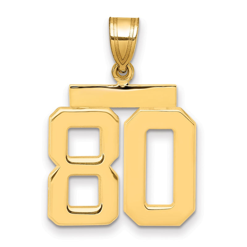 14k Yellow Gold Medium Polished Number 80 Charm