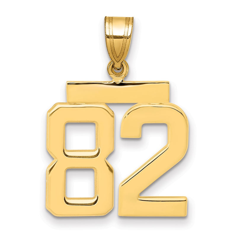 14k Yellow Gold Medium Polished Number 82 Charm