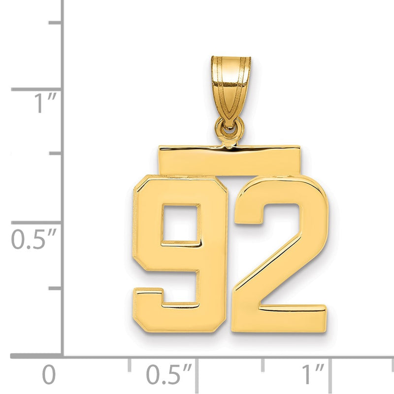 14k Yellow Gold Medium Polished Number 92 Charm