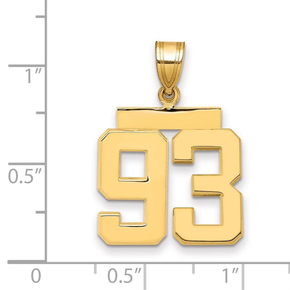14k Yellow Gold Medium Polished Number 93 Charm