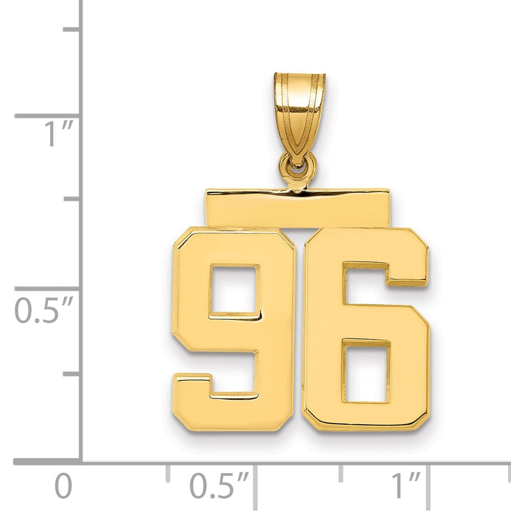 14k Yellow Gold Medium Polished Number 96 Charm
