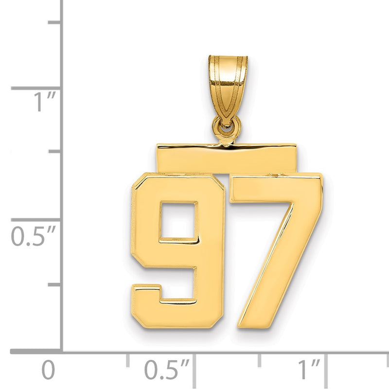 14k Yellow Gold Medium Polished Number 97 Charm