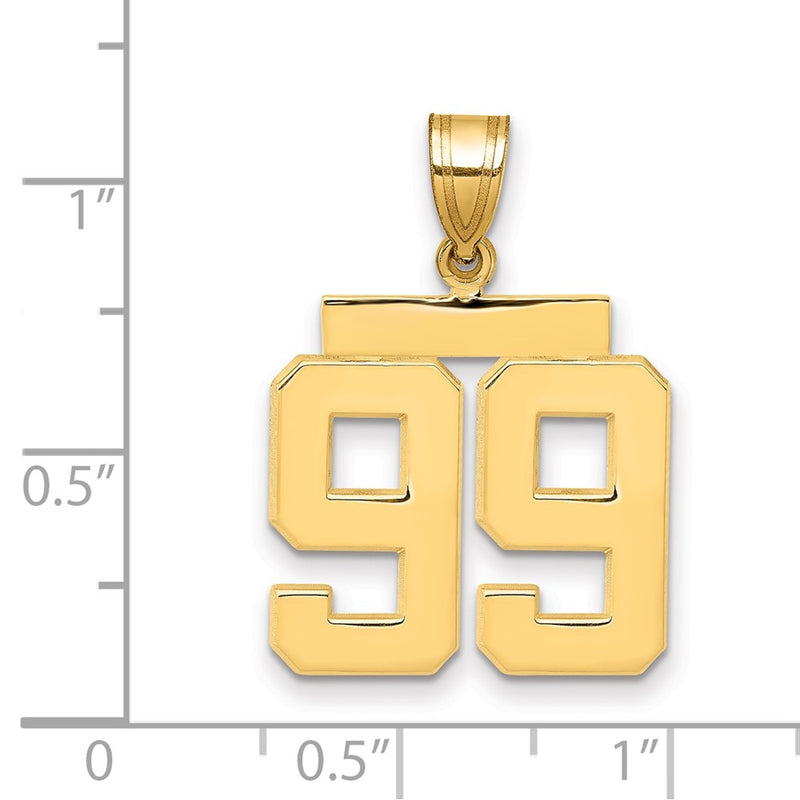 14k Yellow Gold Medium Polished Number 99 Charm