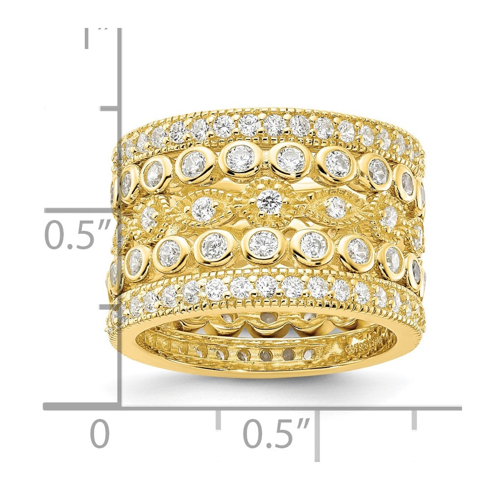Sterling Silver Mr0488 Gp Cz Size 6