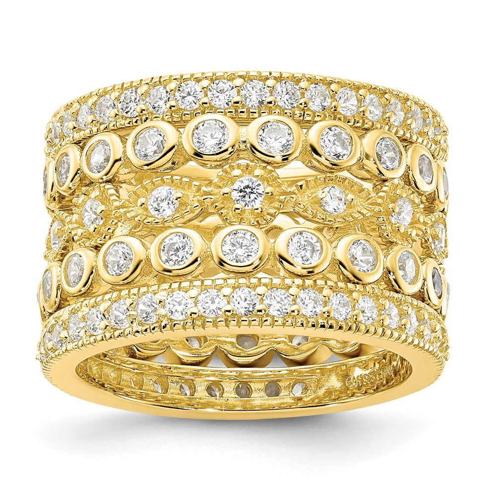Sterling Silver Mr0488 Gp Cz Size 6