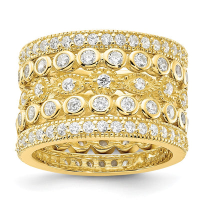 Sterling Silver Mr0488 Gp Cz Size 6