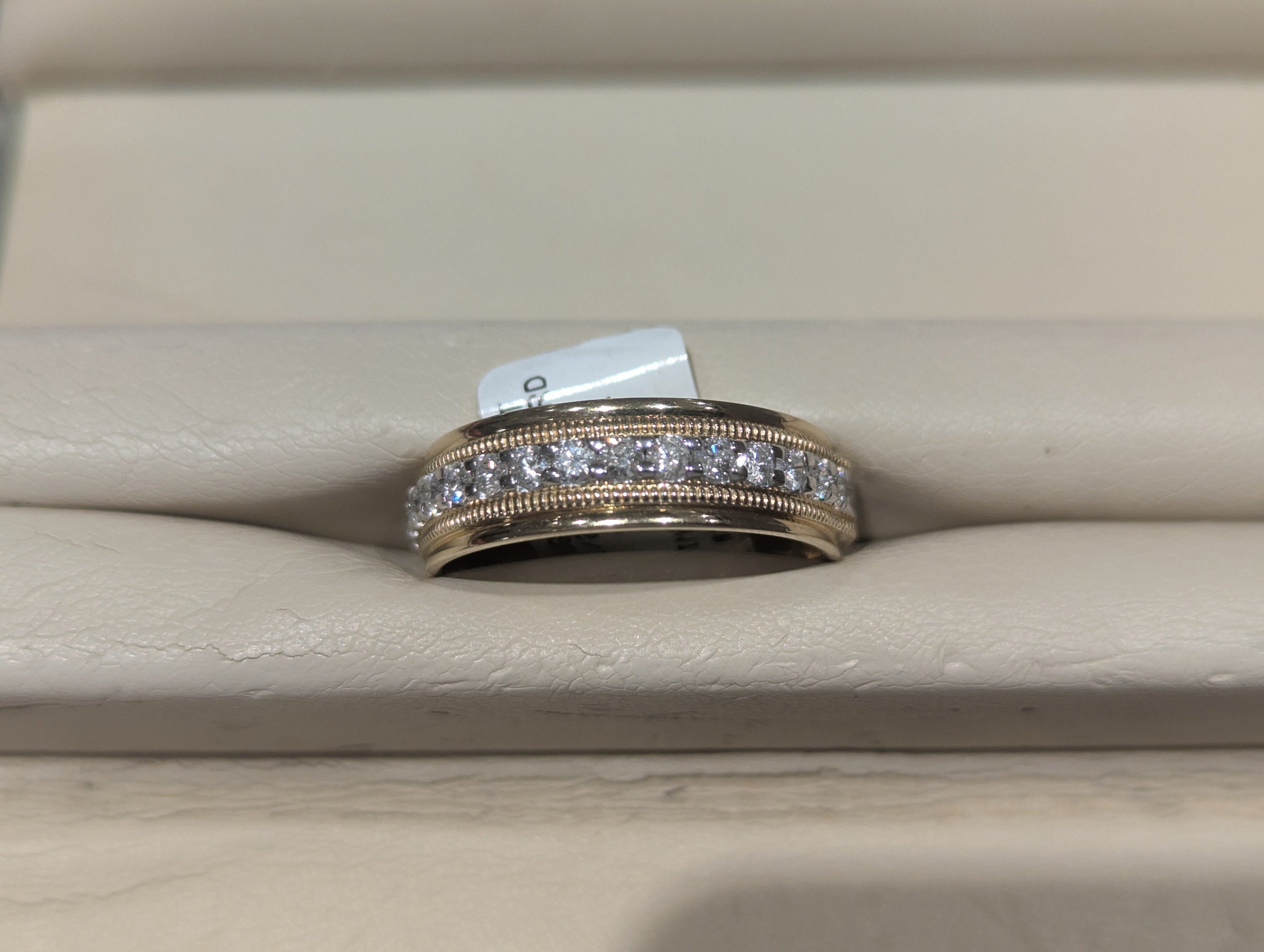 Custom Order - 14K Yellow Gold 6mm Milgrain Comfort Fit Lab Grown Diamond Wedding Band Size 10