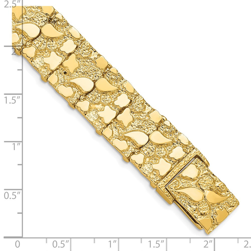 14K Yellow Gold Polished And Textured 15mm 8 Inch Nugget Bracelet
