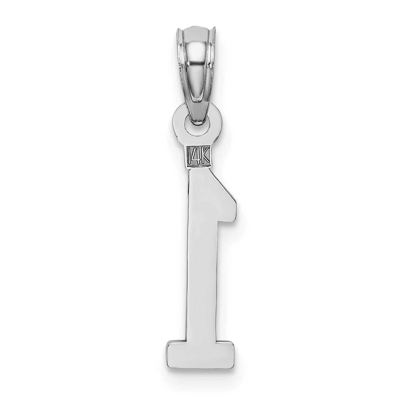 14K White Gold 14Kw Polished Number 1 Pendant