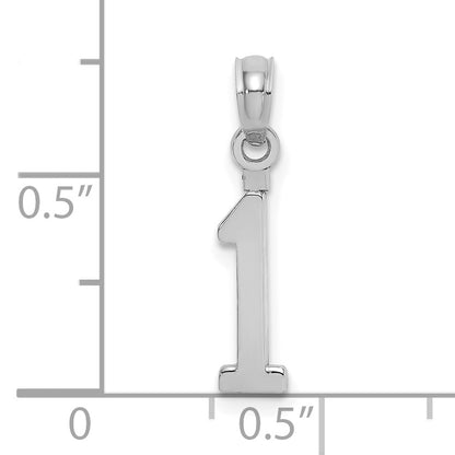 14K White Gold 14Kw Polished Number 1 Pendant
