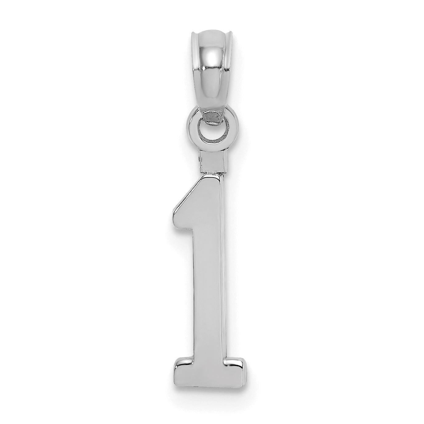 14K White Gold 14Kw Polished Number 1 Pendant