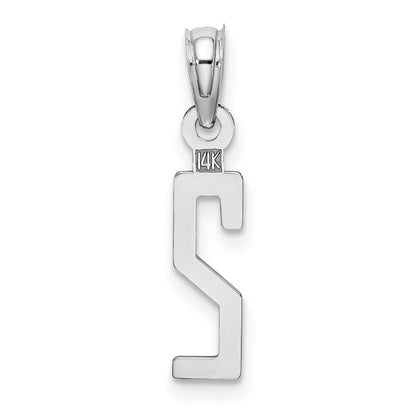 14K White Gold 14Kw Polished Number 2 Pendant