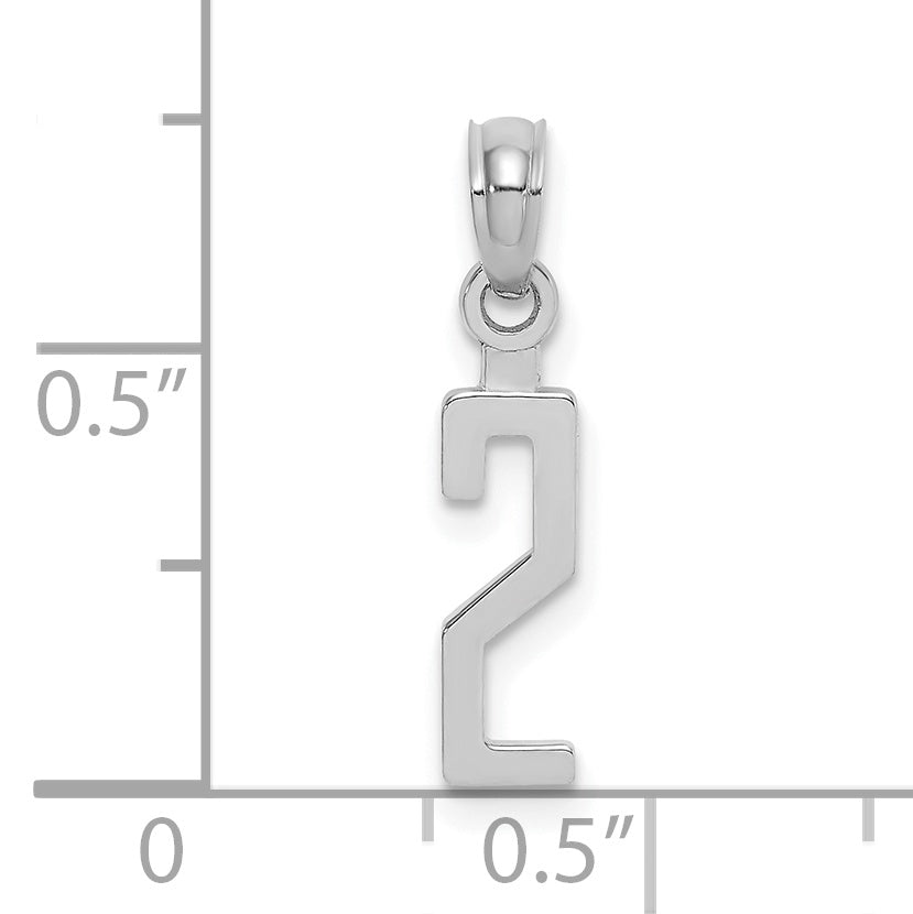 14K White Gold 14Kw Polished Number 2 Pendant