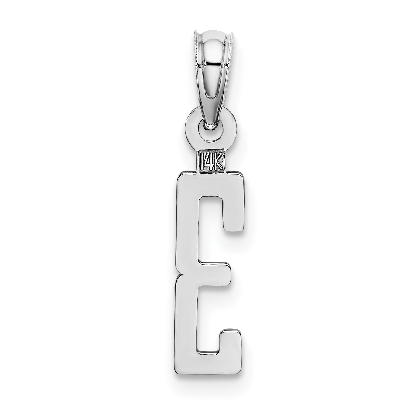 14K White Gold 14Kw Polished Number 3 Pendant