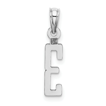 14K White Gold 14Kw Polished Number 3 Pendant