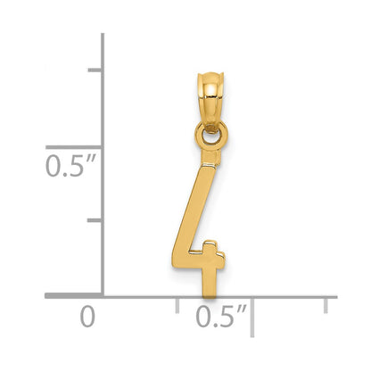 14K Yellow Gold Polished Number 4 Pendant