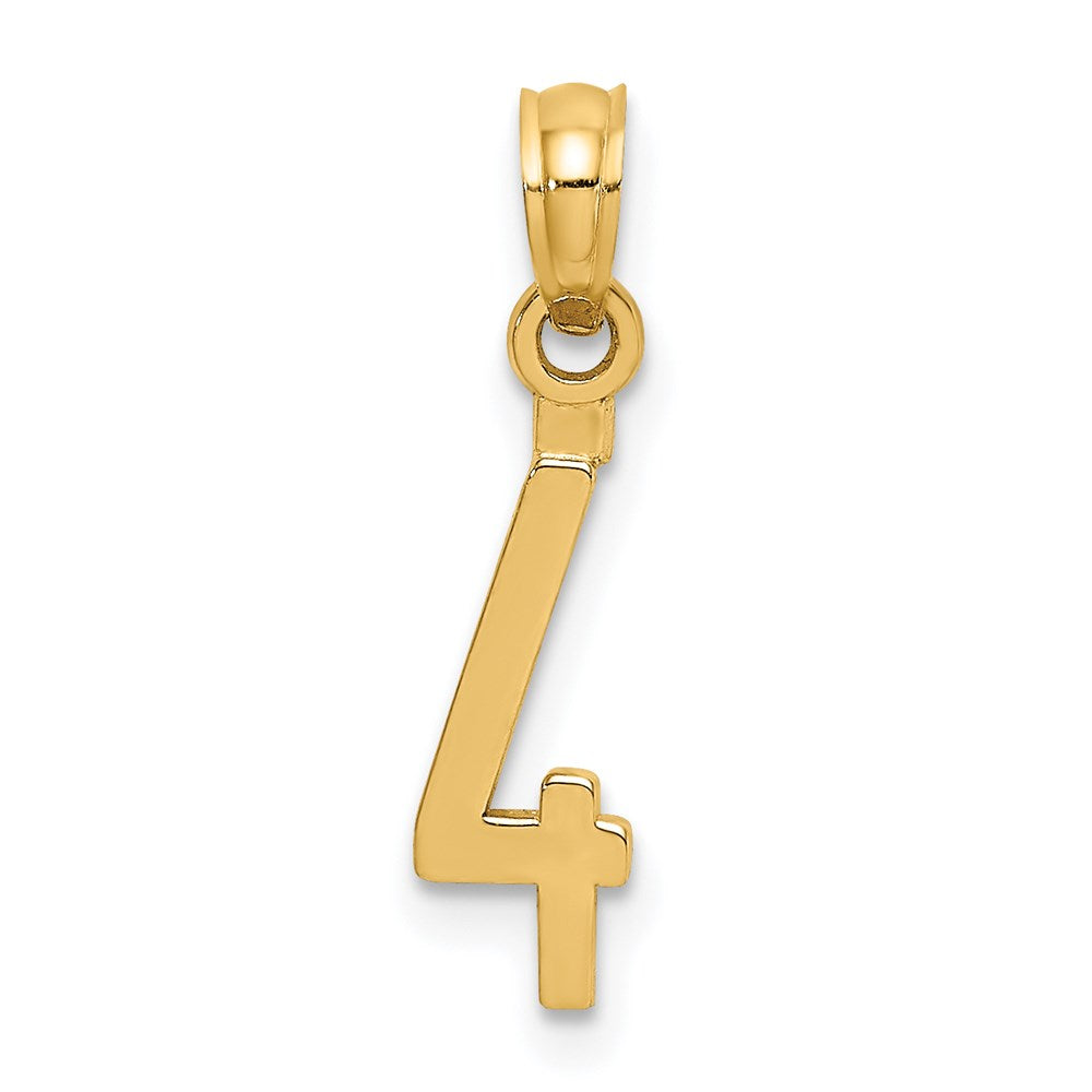14K Yellow Gold Polished Number 4 Pendant