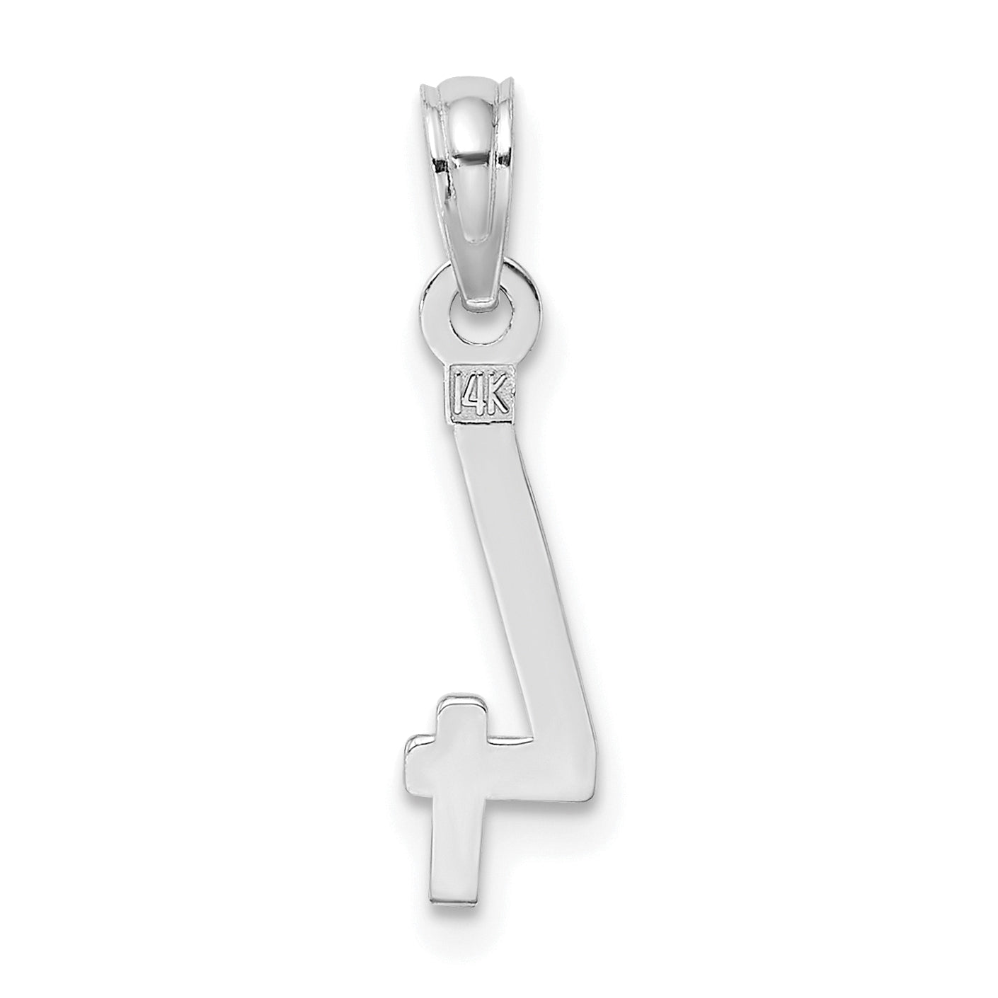 14K White Gold 14Kw Polished Number 4 Pendant