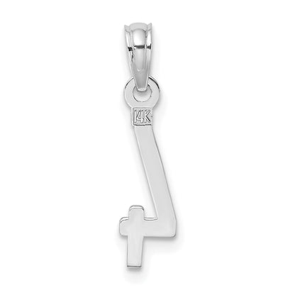 14K White Gold 14Kw Polished Number 4 Pendant